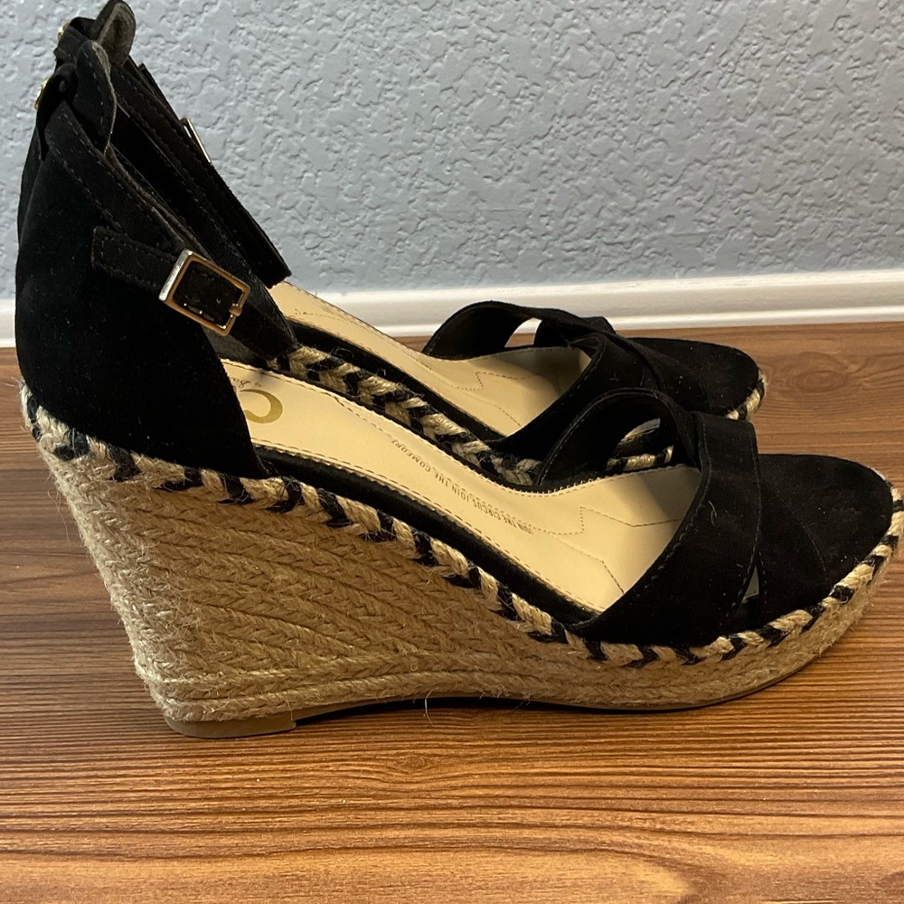 Circus by Sam Edelman Black Wedge Sandals size 8.5 twine